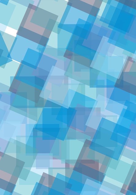 Quadrate vorwiegend blau-transparent in unregelmäßiger Anordnung 